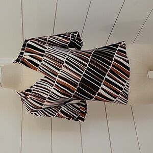 NWT Calvin Klein small blouse with brown black and cream design